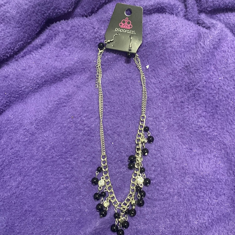 Costume jewelry black bead necklace